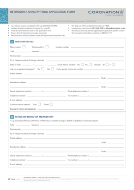 Retirement Annuity Fund Application Form