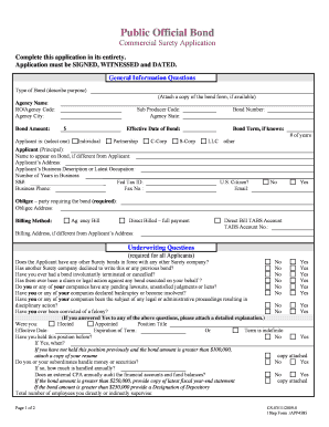 Commercial Surety Application