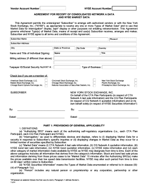 NYSE Market Data Subscription Agreement