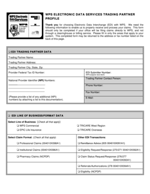 WPS EDI Trading Partner Profile Form