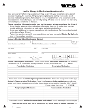 Health Allergy Medication Questionnaire