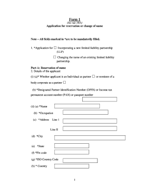 Limited Liability Partnership Name Change Application