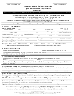 Akron Public Schools Open Enrollment Application