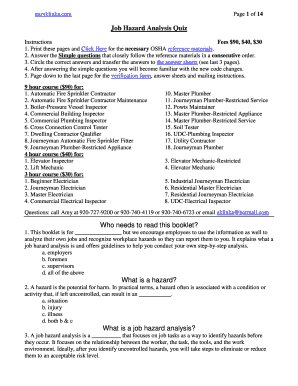 Job Hazard Analysis Quiz