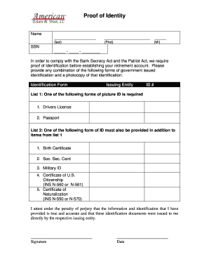 Proof of Identity Form