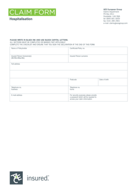 ACE European Group Claim Form