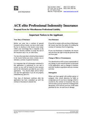 Professional Indemnity Insurance Proposal Form
