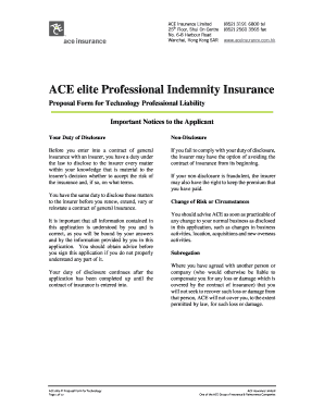 Professional Indemnity Insurance Proposal Form