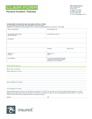 Personal Accident Claim Form