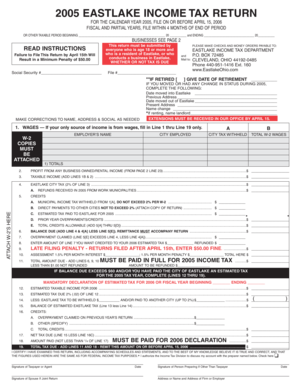 Eastlake Income Tax Return