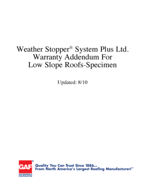 Weather Stopper® System Plus Ltd. Warranty Addendum