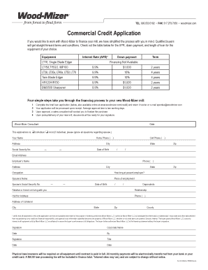 Commercial Credit Application