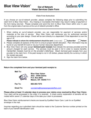 Out of Network Vision Services Claim Form