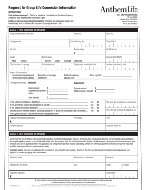 Group Life Conversion Information Request