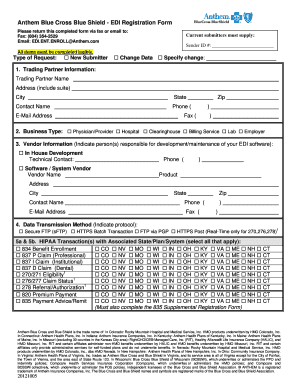 Anthem Blue Cross Blue Shield EDI Registration Form