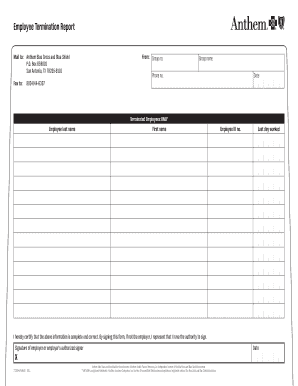 W 4t form template - Employee Termination Report