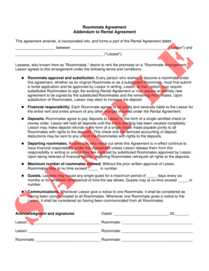 Iiaa report format - Roommate Agreement Addendum to Rental bb - Melmettscom