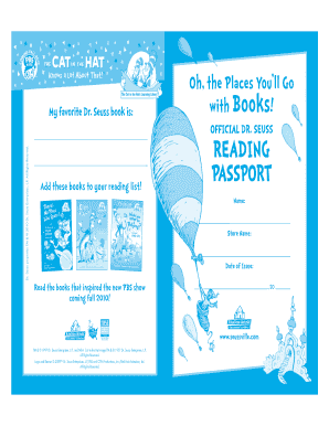 Dr. Seuss Reading Passport