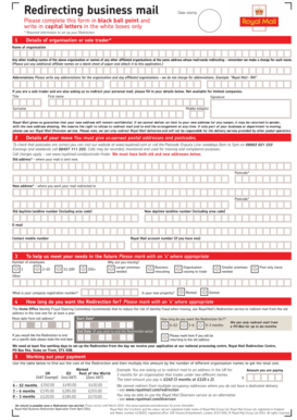 Royal Mail Business Redirection Application Form