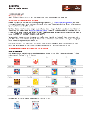 Smilers® Stamp Order Form