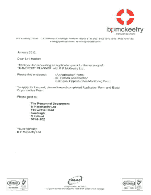 Transport Planner Application Form