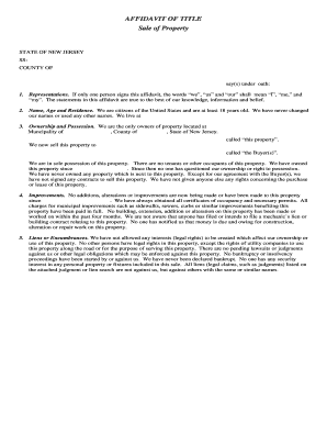 Affidavit of Title for Sale of Property