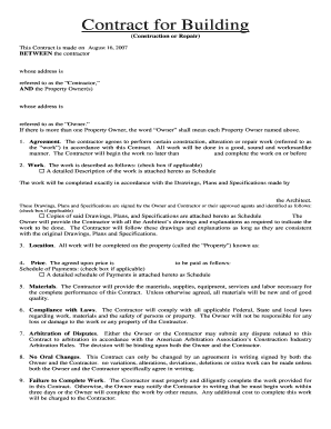 Construction or Repair Contract