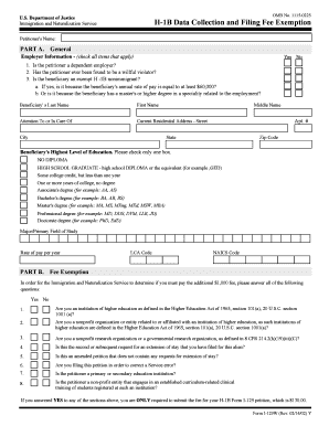 US H-1B Data Collection and Filing Fee Exemption Form
