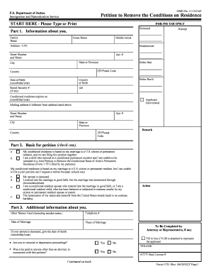 USCIS Form I-751 Petition to Remove Conditions on Residence