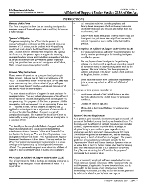 Affidavit of Support Under Section 213A