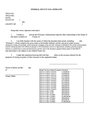 Federal Estate Tax Affidavit