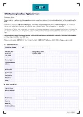 CIMA Practising Certificate Application Form