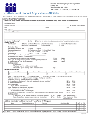 Bar/Restaurant Product Application