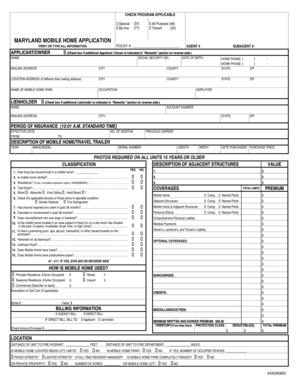 Maryland Mobile Home Application