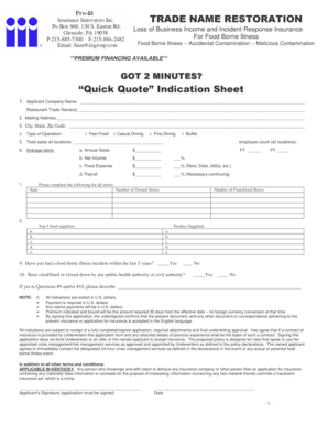Loss of Business Income and Incident Response Insurance Application