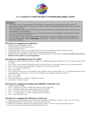 US Employment Paperwork Directions