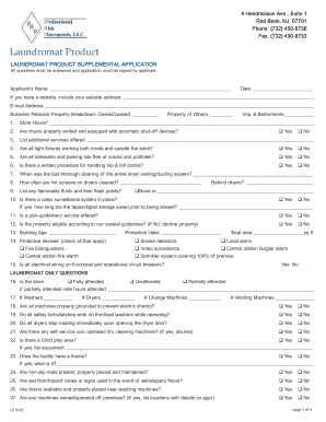 Laundromat Product Supplemental Application