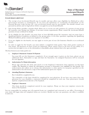 Maryland Accelerated Life Benefit Claim Form