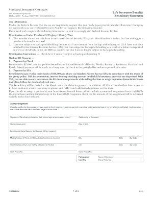 Standard Insurance Beneficiary Statement