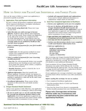 PacifiCare Oregon Individual Health Plan Application