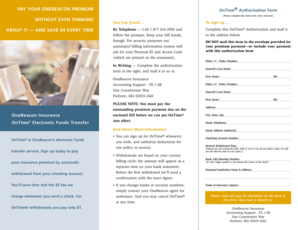 OneBeacon OnTime Authorization Form