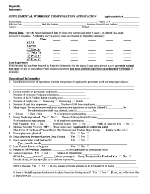 Supplemental Workers’ Compensation Application