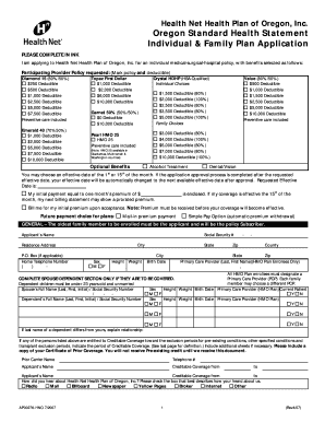 Oregon Standard Health Statement