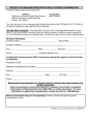 Medicare Prescription Drug Coverage Determination Form