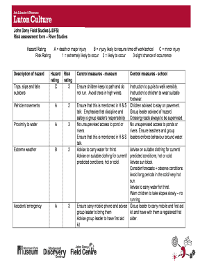Risk Assessment Form - River Studies