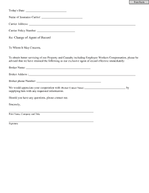 Change of Agent of Record Form
