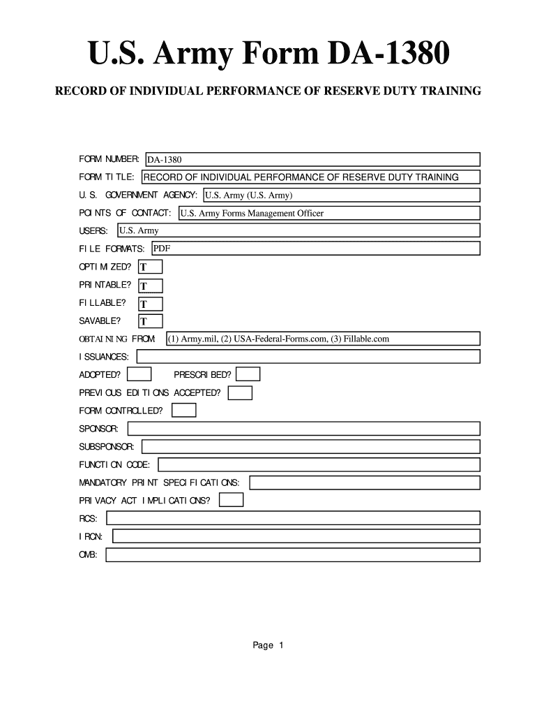 Da Form 1380 May 2019 Fill Online, Printable, Fillable, Blank pdfFiller