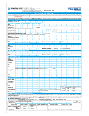 SBI Mutual Fund Application Form