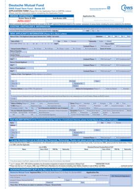 Deutsche Mutual Fund Application Form