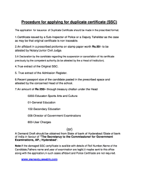 Duplicate SSC Certificate Application